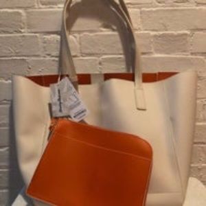 NWT Tommy Bahama Reversible Tote- Orange/Off-white